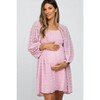 Pinkblush Pink Textured Dot Smocked Square Neck Chiffon Maternity Dress - 4 of 4