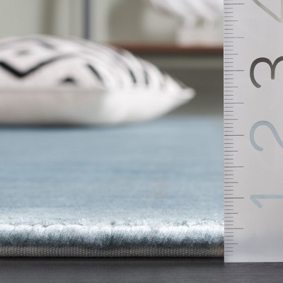 Hand-Knotted Blue Wool and Viscose 4' x 6' Area Rug