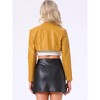 INSPIRE CHIC Women's Faux Leather Cropped Stand Collar Zipper Front Moto Biker Long Sleeve Jacket - 4 of 4