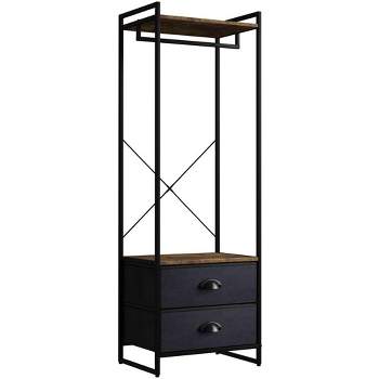 Sorbus Clothing Rack with 2 Drawers -Wood Top, Steel Frame, and fabric Drawers Storage Organizer for Hanging Shirts, Dresses, and more