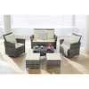 Mshliw 6-Piece Wicker Patio Furniture Set with Ottoman & Tempered Glass Coffee Table – Rattan & Cushions for Outdoor Garden, Patio, or Balcony - 3 of 4