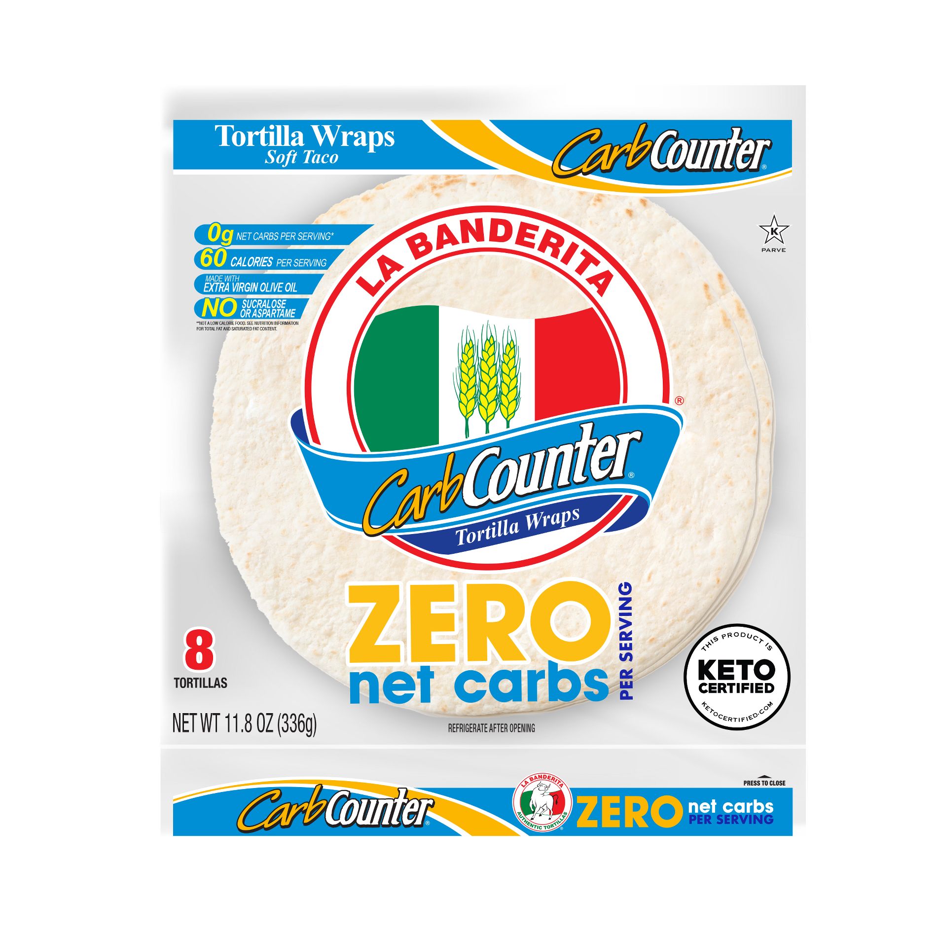 La Banderita Carb Counter Zero Net Carb Soft Taco Tortilla Wraps - 11.8oz