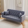 APRILSOUL  71"foldable double sofa, with American retro style, made of velvet material, suitable - 2 of 4