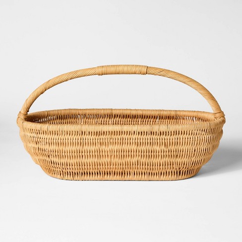 Threshold Large Rattan Weave high quality Tapered Basket with Handles Light Brown