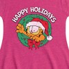 Girls' - Garfield - Happy Holidays Wreath Fit & Flair Cap Sleeve Dress - 2 of 2