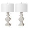 HomeRoots Set of Two 30" Distressed White Table Lamp USB With White Cone Shade - 4 of 4