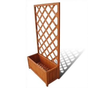 vidaXL Planter Raised Flower Bed Trellis Patio Raised Bed Plant Pot Solid Wood - 1 of 4