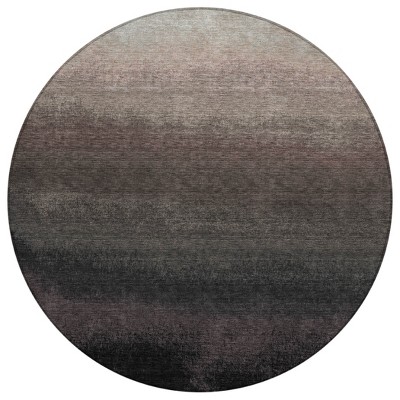 Black And Silver Ombre Washable Indoor Outdoor Area Rug