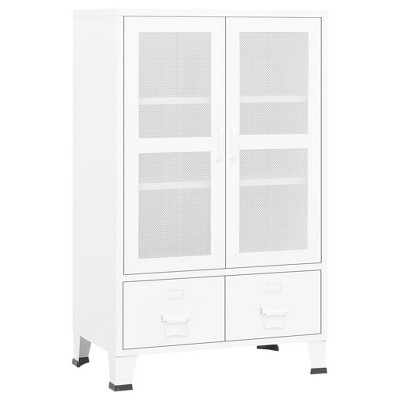 White Metal Lockable Cabinet with Adjustable Shelving