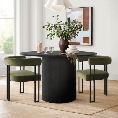 Mia Velvet Dining Chairs Set of 2, Modern Design Armrest Dining Chair with Three Legs for Dining Room, Indoor Furniture - Maison Boucle