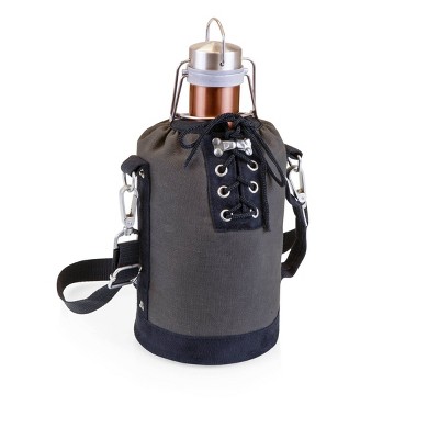 64oz Stainless Steel Copper Growler with Insulated Tote Gray/Black - Picnic Time