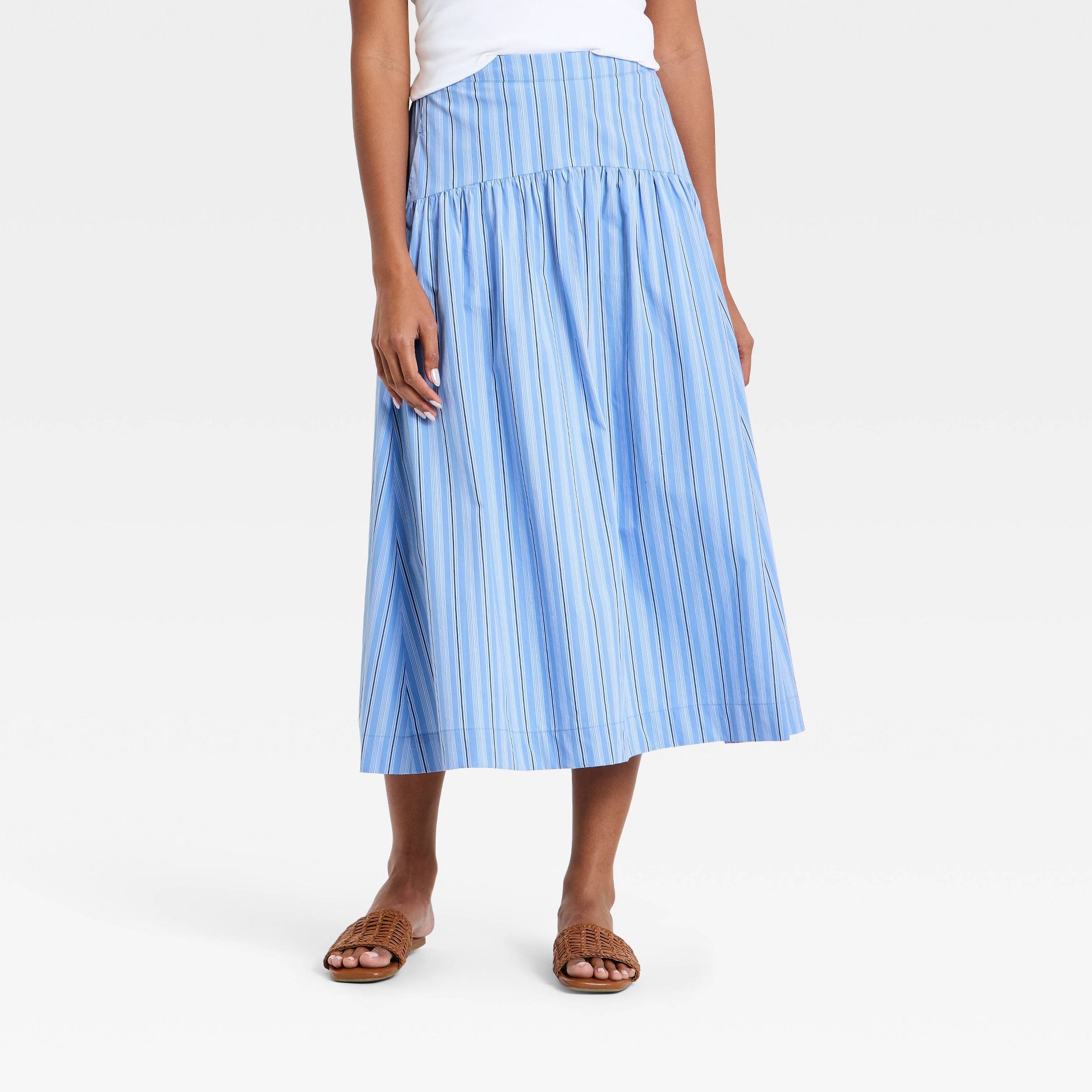 Women's Resort Luxe Linen Drop Waist Midi Skirt - A New Day™