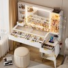 PAKASEPT Makeup Vanity Desk, Dressing Table with Lights & Power Outlet, Fluted Vanity Desk with Glass Top, 3 Drawers and 2 Cabinet - 4 of 4