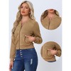 INSPIRE CHIC Women's Faux Suede Cropped Stand Collar Zip-Up Bomber Jackets - 2 of 4