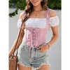 Acekool Women's Vintage Corset Top – Fitted Boat Neck Camisole, Irregular Waistcoat, Sleeveless Retro Suspender - 3 of 4