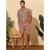 Lars Amadeus Men's Hawaiian Stripes Beach Shirt and Shorts Sets 2 Pieces - 2 of 4