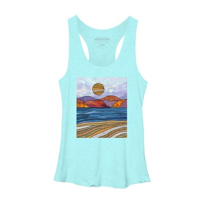 Women's Design By Humans Beach Landscape Stain Glass By Maryedenoa Racerback Tank Top