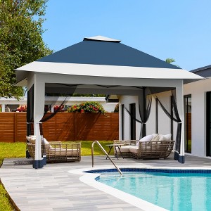 12x12 FT Gazebo Outdoor Canopy Tent, with Mosquito Netting, 4 Sandbags & Wheeled Bag, Double Tiers & Mesh Netting, for Backyard - 1 of 4