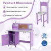 Costway Kids Study Desk with Chair, Whiteboard, Marker, Hutch, Storage Cabinet Purple/White - 3 of 4