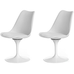 Fabulaxe Mid-Century Modern Swivel Tulip Side Chair with Comfortable Cushioned Seat, White Polypropylene Accent Side Chair - 1 of 4