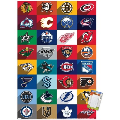 Trends International NHL League - Logos 24 Unframed Wall Poster Print White Mounts Bundle 14.725" x 22.375"