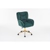 Velvet/Teddy Fabric 360 Swivel Home Office Chair With Gold Metal Base And Universal Wheels, Height-Adjustable Task Chair 4L - ModernLuxe - 4 of 4