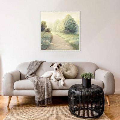 Michael Marcon 30"x30" Sylvie Beaded White Framed Canvas Nature Print