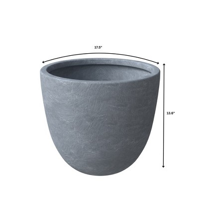 Large Aged Concrete Round Planter with Drainage Holes