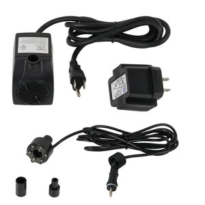 Sunnydaze Indoor/Outdoor Small Fountain or Aquarium Pump with White LED Light and Transformer - 200 GPH - 12 Volts - 1 of 4