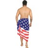LA LEELA Men's Patriotic 4th of July USA Flag Swimwear Summer Sarong Swim Trunk Pareo Beach Wrap One Size Pearl Stars and Stripes - 3 of 4