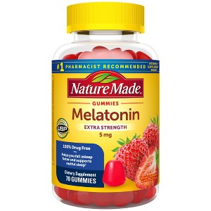 Nature Made Melatonin 5mg 100% Drug Free Sleep Aid for Adults Gummies - 70ct - 1 of 4