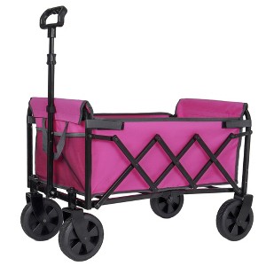 SEVOBAL Utility Storage Carts Convertible Folding 4-Wheel Trolley with Dog Leash , Heavy-Duty Foldable Wagon for Camping , Pink , 17.7"*7.88"*13.77" - 1 of 4