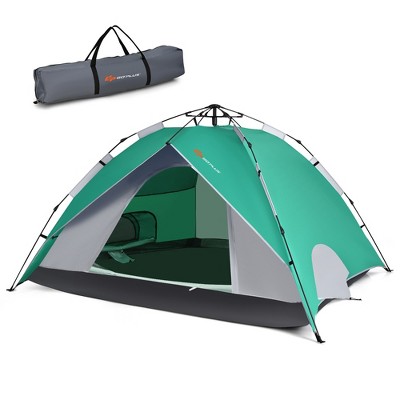 Costway 8.5 ft. x 7.3 ft. Blue 4 Person Instant Pop-up Camping Tent 2-in-1  Double-Layer Waterproof Tent GP11624BL - The Home Depot