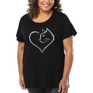 LA Pop Art Cat Heart - Women's Word Art T-Shirt - 1 of 4