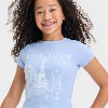 Girls' Bonjour Graphic T-Shirt - Blue - 2 of 4
