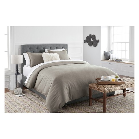 King Herringbone Flannel Duvet Cover Set Tan Threshold Target