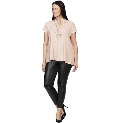 ellos Plus Size Faux Leather Front Ponte Leggings