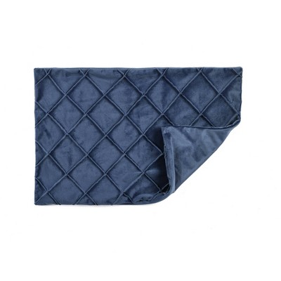 Navy Velvet Diamond Pintuck Euro Pillow Cover