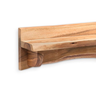 Alpine Natural Live Edge Acacia Wood 48" Mantel Shelf