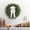 Puleo 22" Artificial PE Cypress Christmas Wreath with White and Silver Bow - 2 of 4