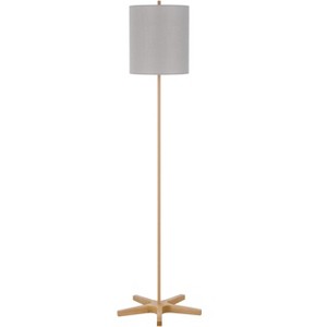 Cal Lighting 100W metal floor lamp with wooden base - 1 of 4