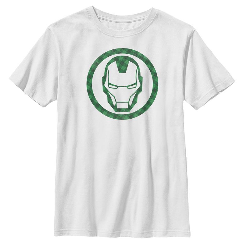 Boy's Marvel St. Patrick's Day Lucky Iron Man Mask T-Shirt, 1 of 5