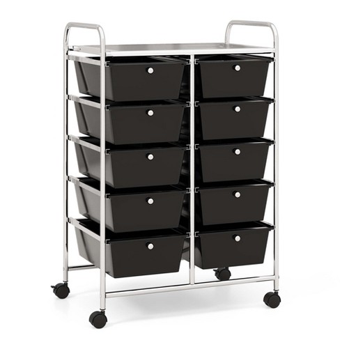 5-Tier Office Storage Cart Utility Rolling Craft Cart with Drawers