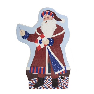 Cats Meow Village 5.25" Red White & Blue Santa Standing 2020 Christmas Quilts Valor  -  Decorative Figurines