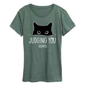 Women's - Instant Message - Judging Silently White Ink Short Sleeve Graphic T-Shirt - 1 of 4
