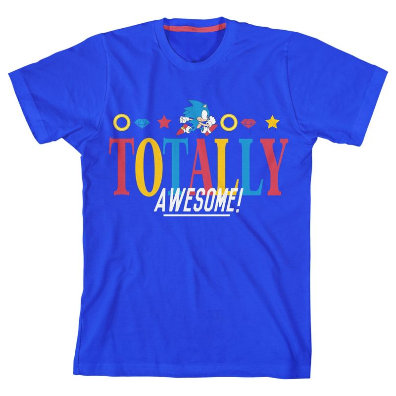 Sonic the Hedgehog Totally Awesome! Youth Royal Blue Graphic Tee, 1 of 3