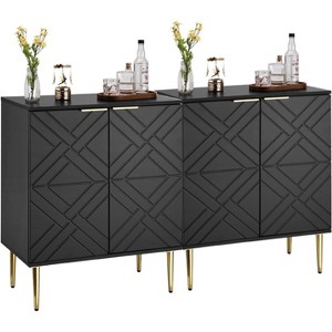Kitchen Buffet Cabinet, 58" Sideboard Cabinet, Storage Cabinet with Doors, Modern Coffee Bar for Kitchen, Dining Room, Hallway, Entrance, Black - 1 of 4