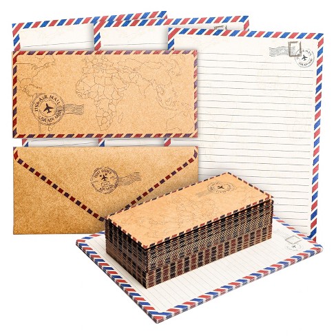 Pipilo Press 96 Pack Vintage-style Airmail Stationery Set (48 