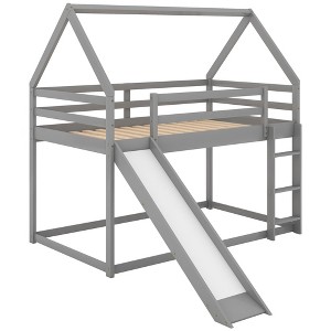 NicBex Twin House Bunk Bed with Slide and Built-in Ladder for Kids Teens Adults - 1 of 4