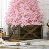HOMCOM Wooden Christmas Tree Collar Box, 28" Farmhouse Christmas Tree Base Cover, Xmas Decoration for Home, Holiday, Dark Distressed Wood Finish - 3 of 4